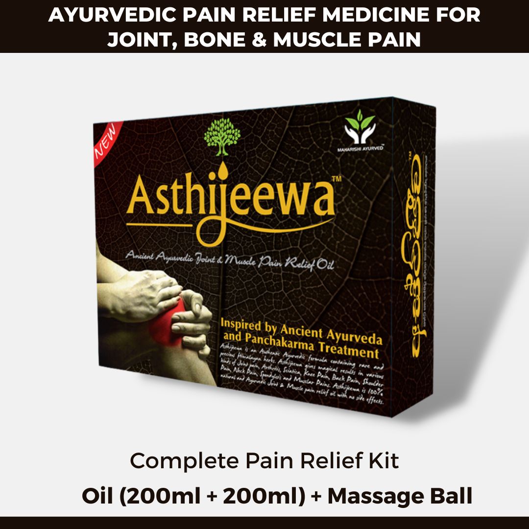 Asthijeewa Ayurvedic Pain Relief Oil (200 ml + 200 ml)+ Massage Ball: For Quick & Long Lasting Relief from Arthritis, Joint, Bone & Muscle Pain