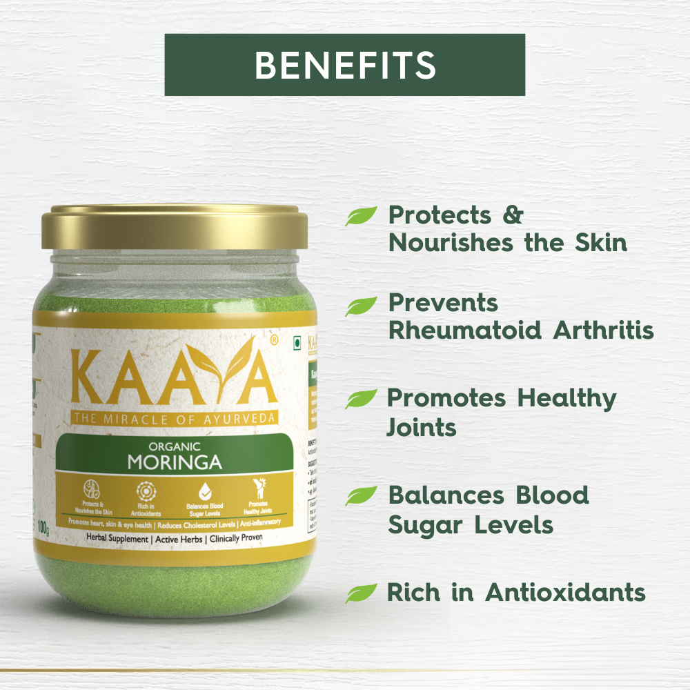 Organic Moringa Powder for Skin Health, Joint Strength, Immunity & Blood Sugar Balance | Dept. of Ayurveda Approved (100gm)