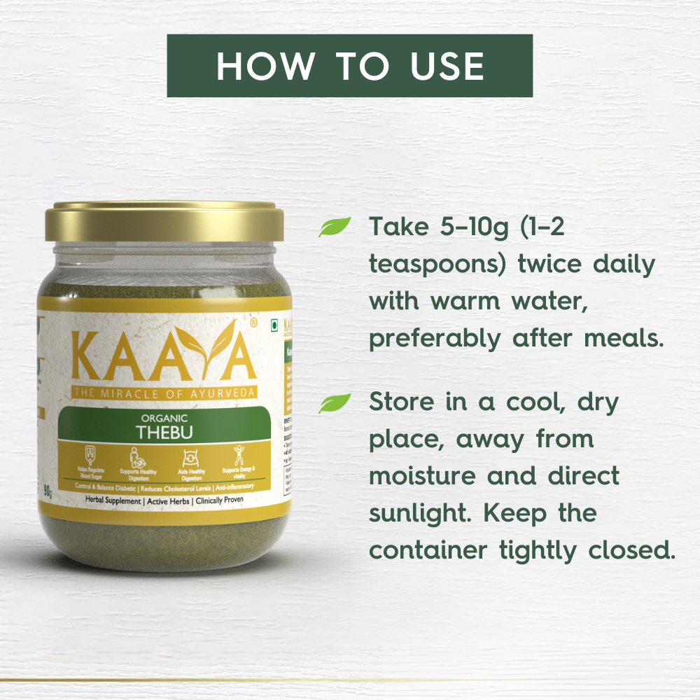Organic Thebu Powder for Diabetes Control, Cholesterol Balance & Daily Vitality | Dept. of Ayurveda Approved (90g)