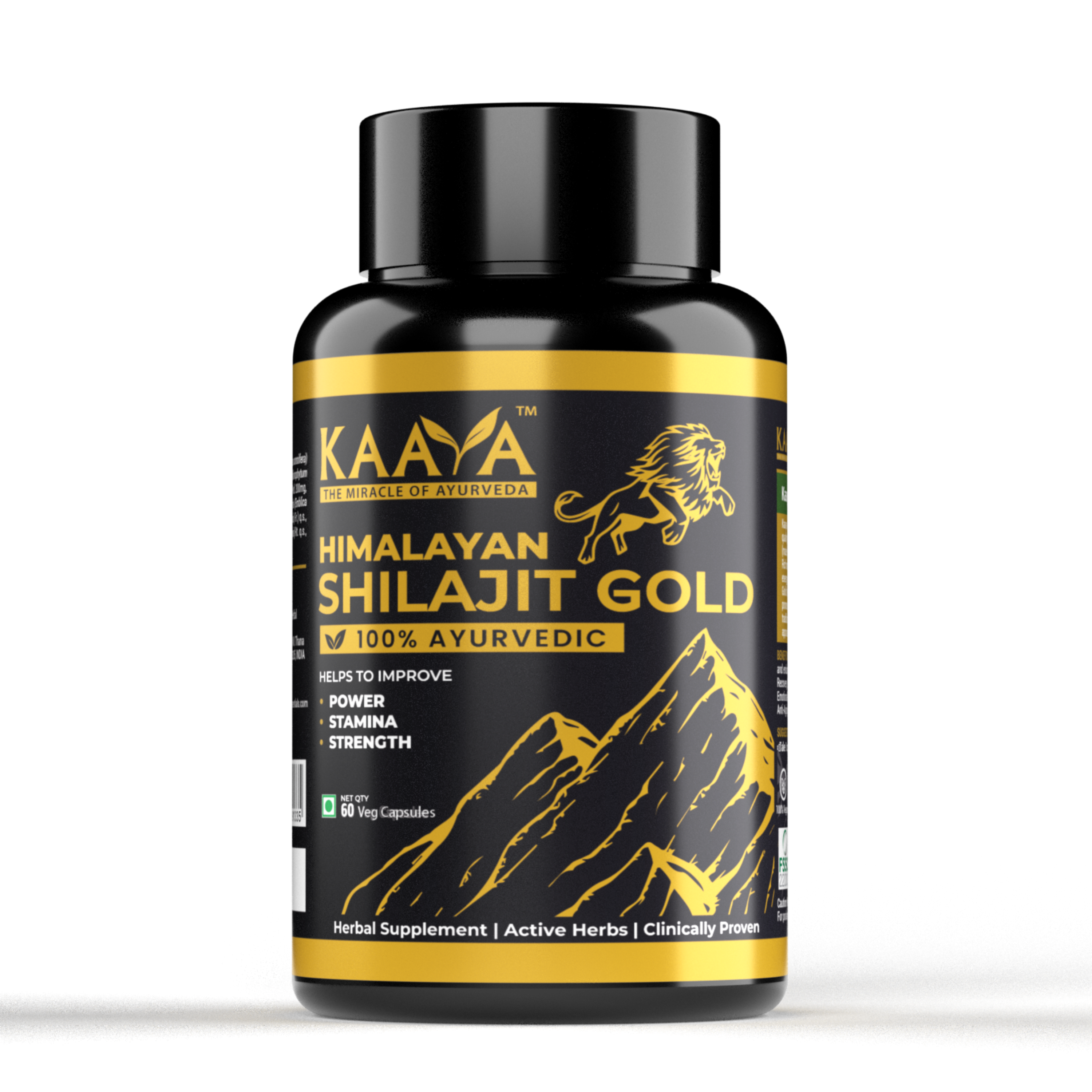 Himalayan Shilajit Gold with Swarna Bhasma & Potent Ayurvedic Herbs for Extra Strength & Stamina, Improves Endurance & Builds Muscle Mass (60 Capsules)