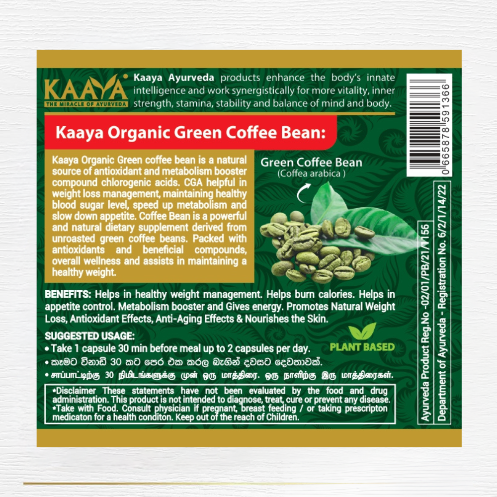 Green Coffee Bean Capsules for Weight Loss, Anti-Aging, Nourishes the Skin, Boosts Mood and energy, For Men and Women