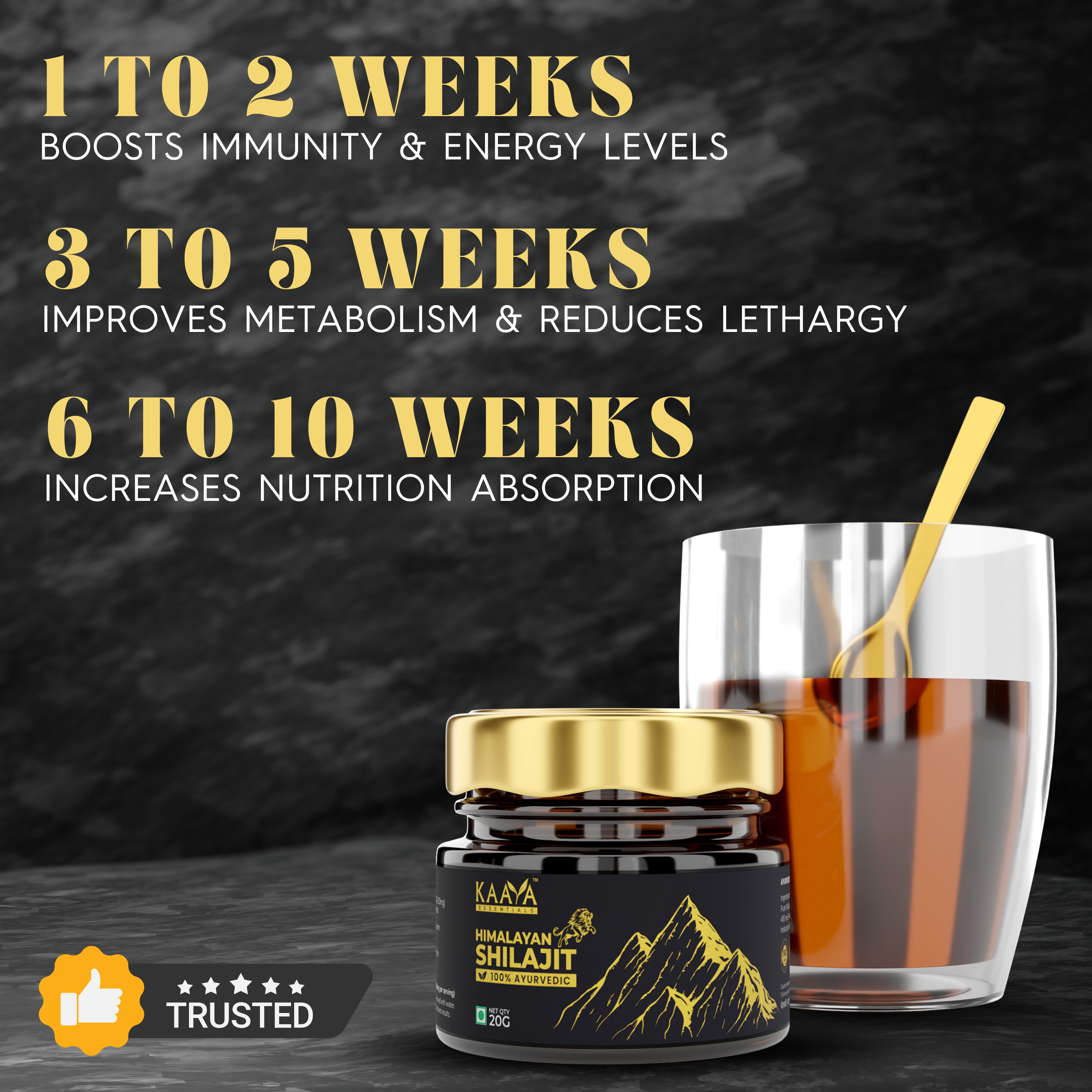 100% Pure Himalayan Shilajit Resin - 20 Gms + Himalayan Shilajit Gold with Swarna Bhasma & Ashwagandha for Extra Strength, Stamina, Improves Endurance & Builds Muscle Mass (60 Capsules) (Combo)