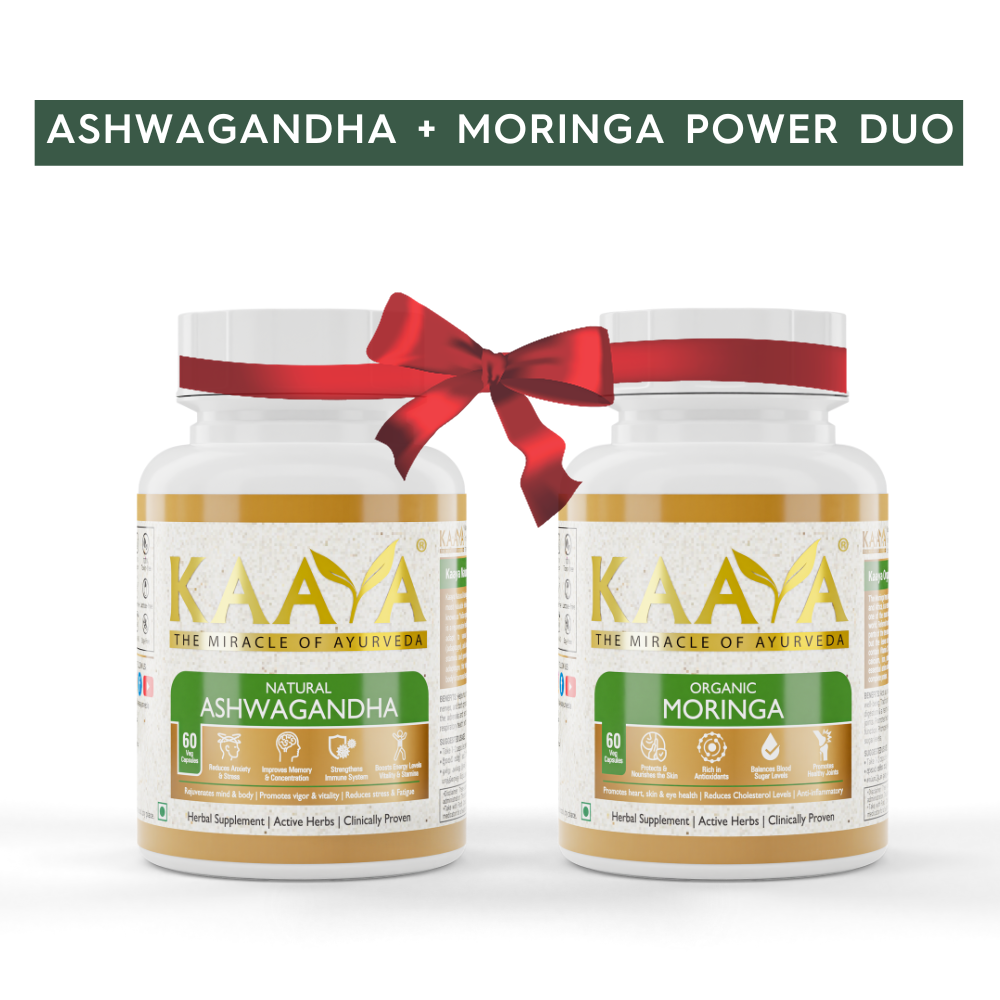 Natural Ashwagandha Capsules + Moringa Capsules for Extra Strength, Performance, Beautiful Skin & Hair Growth(Combo)